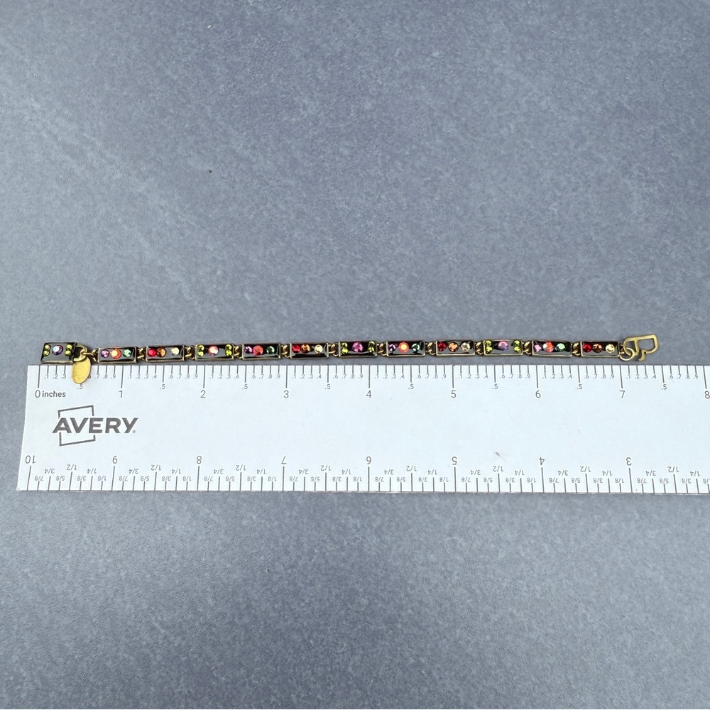 Anne Koplik Vintage Multicolor Rectangular Chain Link Bracelet - Picture 5 of 8